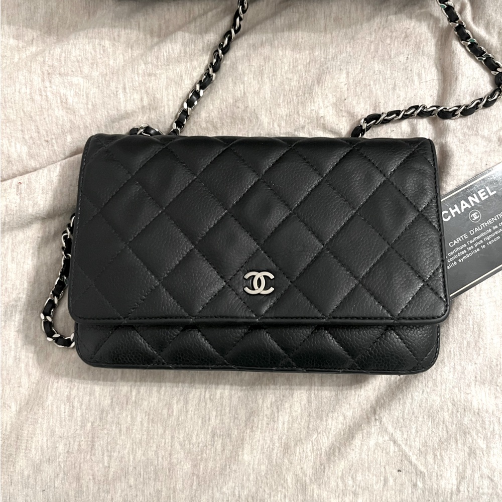 Chanel Wallet on Chain WOC Black Caviar Silver Hardware